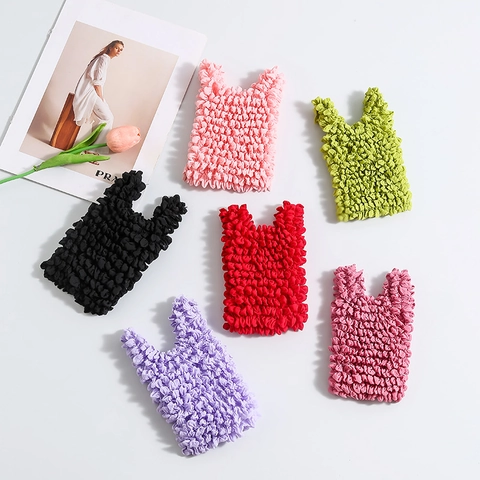 Popcorn Texture Shopping Bag Elastic Stretchy Handbag Bubble Pattern Foldable Tote Large Capacity Portable Eco Friendly