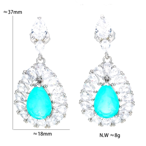 Vintage Palace Style Flower Teardrop Drop Earrings For Women Synthetic Green Stone Rhinestone Copper Long Stud Earrings Jewelry