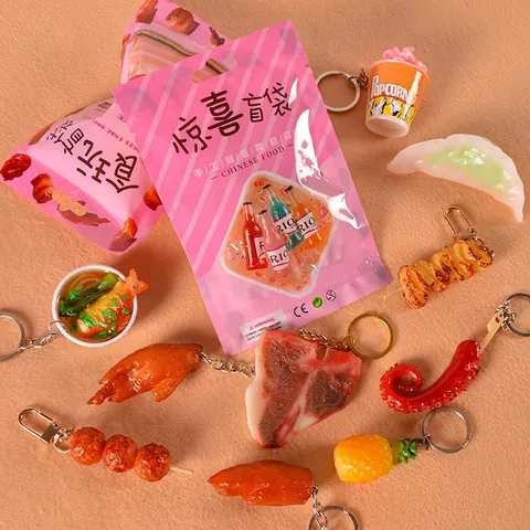 Giocattolo Di Simulazione Di Cibo In Miniatura Blind Bag Sorpresa PVC Resina Portachiavi Stile Casuale Dessert Snack