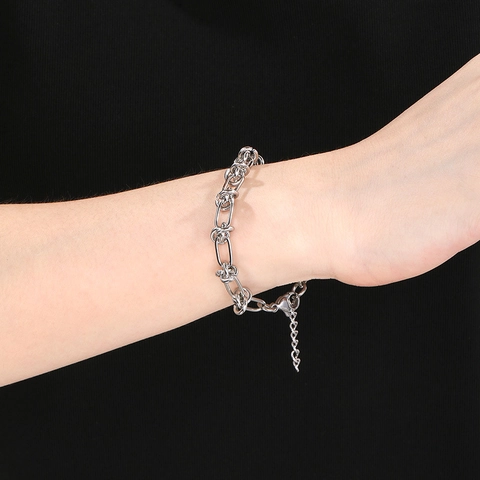 Edelstahl Geknotete Gliederketten Armband Für Herren Damen Verstellbar Industrieller Minimalismus Hip Hop Schmuck