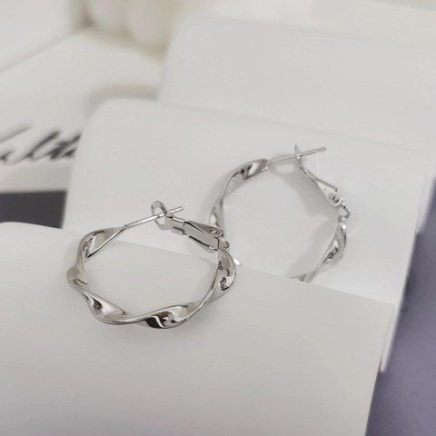 Gedraaide Golf Hoops Oorbellen 925 Sterling Zilver Minimalistische Watergolf Textuur Luxe Sieraden Voor Dames