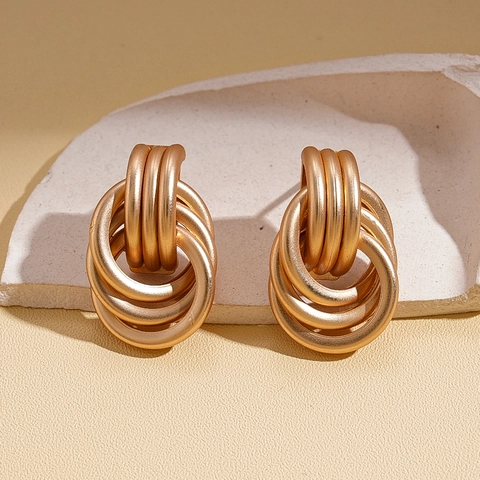 Geometrische Mehrlagige Kreis Knoten Gold Ohrringe Mit 925 Sterling Silber Ohrstecker Mode Minimalistisch Für Damen