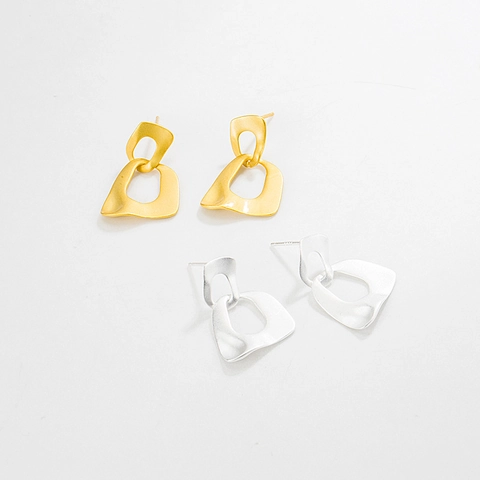 925 Sterling Silver Minimalist Geometric Double Loop Stud Earrings For Women Matte Brushed High-End Fashion Earring Jewelry