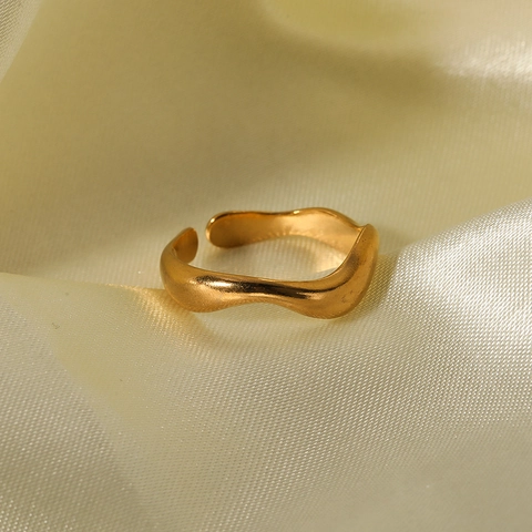 Golf Irreguliere Open Ring 18K Verguld Roestvrij Staal Minimalistische Verstelbare Band Sieraden Voor Dames