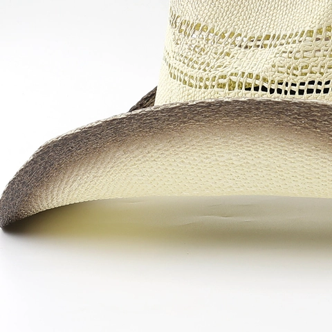 Cappello Da Cowboy In Paglia Carta Intrecciata Traspirante Fascia Traforata Sfumato Tesa Larga Estate Spiaggia Protezione Solare Retro