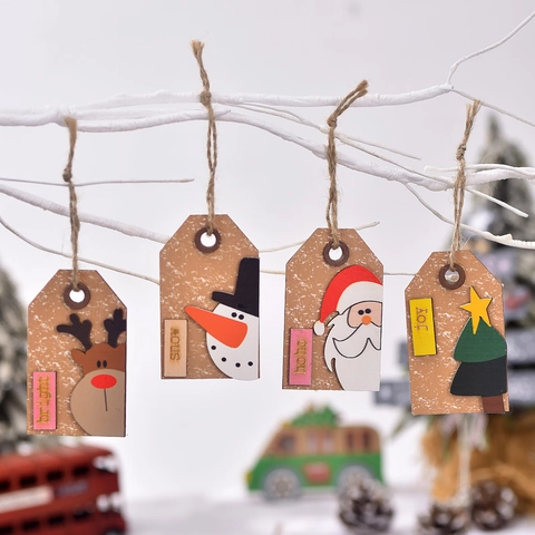 Ornamenti Appesi In Legno Di Natale 3D Babbo Natale Pupazzo Di Neve Renna Targhette Per Decorazioni Albero