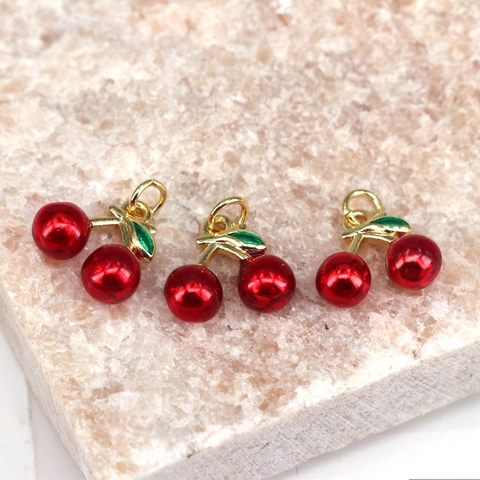 Süße Frucht Gemüse Anhänger Kupfer Emaille Kirsche Chili Pendants Für DIY Schmuckherstellung Halskette Armband Ohrring Zubehör