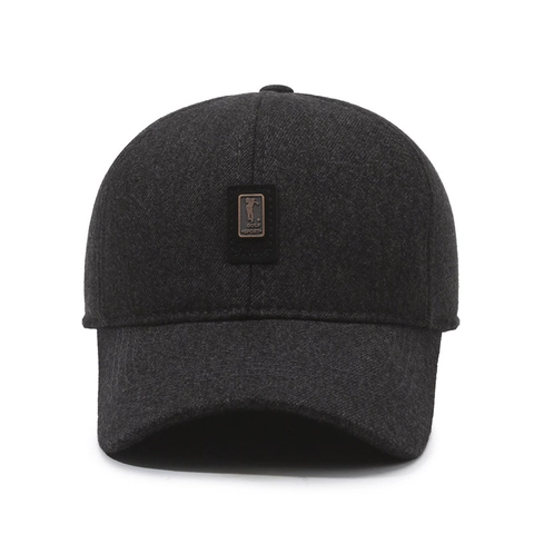 Men Winter Baseball Cap Wool Blend Warm Windproof Foldable Earflaps Outdoor Golf Sport Retro Thickened Leisure Hat