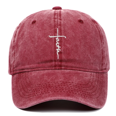 Vintage Gewaschene Baumwolle Baseballkappe Faith Kreuz Bestickt Distressed Mode Hut Für Outdoor Sonnenschutz Verstellbar