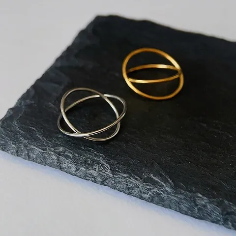 Minimalistischer Edelstahl Verflochtener Ring Für Damen 18K Gold Silber Plattiert Geometrischer Fingerring Schmuck