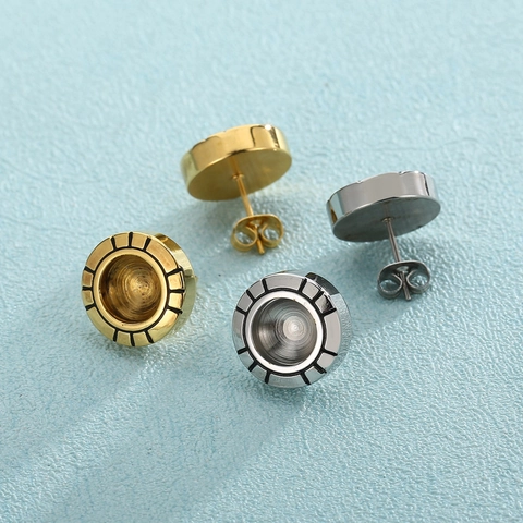 Orecchini A Lobo Rotondi Geometrici In Acciaio Inossidabile Design A Cerchio Strutturato Per Creazione Di Gioielli DIY Donne