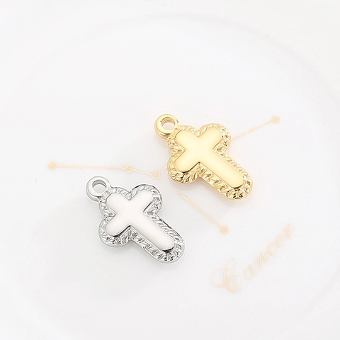 Edelstahl Kreuz Anhänger Charm Geflochtenem Rand Glatte Mitte DIY Schmuckherstellung Zubehör Für Halsketten