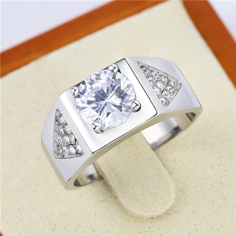 Bague de Luxe pour Homme en Acier Inoxydable et Zirconium Doré Argenté Anneau de Mariage Géométrique Minimaliste Bijoux de Mode