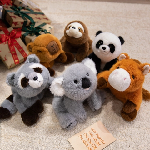 Cute Animal Plush Toy Soft Stuffed Panda Capybara Koala Raccoon Doll For Kids Gift Home Decoration Skin Friendly Fabric