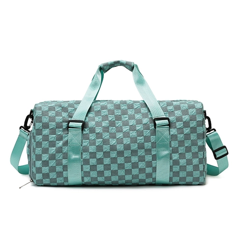 Large Capacity Checkerboard Travel Bag Oxford Cloth Gym Bag With Independent Shoe Compartment Dry Wet Separation Duffle Bag