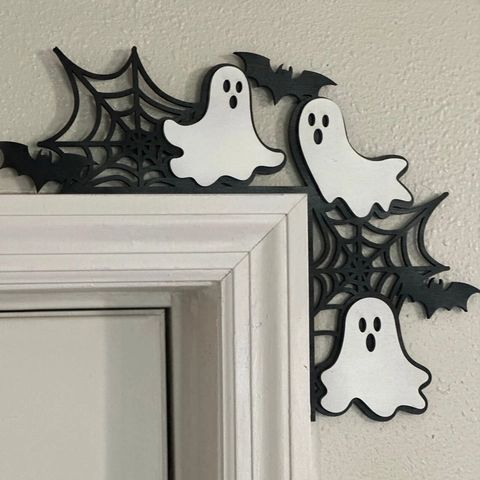 Halloween Tür ecke Dekoration Holz Geist Hexe Kürbis Spinnennetz Fledermaus Eckschild Haus Festliches Ornament