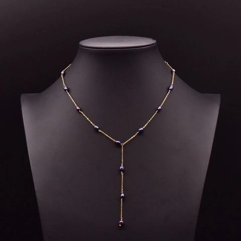 Vintage 925 Sterling Zilver Zoetwaterparel Y-Vormige Halsketting Verguld Zwarte Parel Elegante Lange Ketting Sieraden Voor Dames