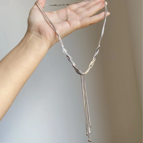 Lange Quasten Y Halskette Kupfer Schlangenkette Mehrlagig Knoten Minimalistisch Schick Für Damen