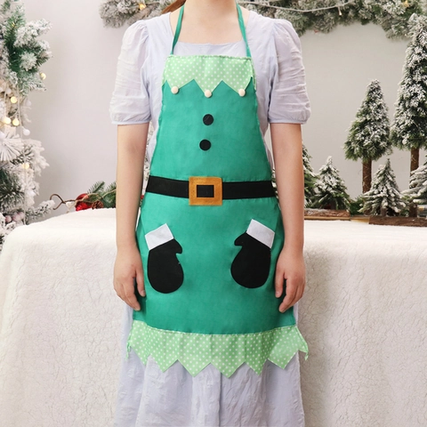Christmas Aprons Santa Claus Snowman Elf Cartoon Sleeveless Polyester Dustproof Kitchen Home Cooking Holiday Party