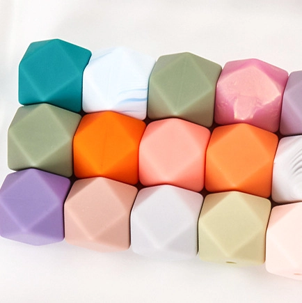 Silicone Loose Beads Geometric Hexagonal Octagonal Teether Beads For DIY Baby Teething Jewelry Accessories Colorful BPA Free