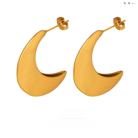Pendientes de Aro de Luna de Acero de Titanio para Mujer Ligeros Simples Geométricos de Media Luna Pendientes de Botón Joyería Regalo