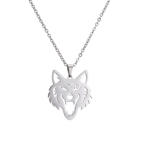 Collana Con Pendente Animale In Acciaio Inossidabile Origami Geometrico Lupo Scorpione Camaleonte Per Uomo Donna