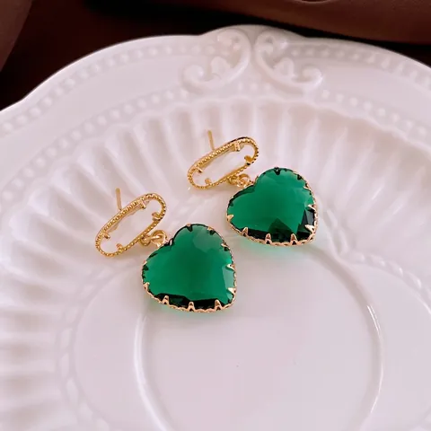 Pendientes Colgantes De Circón En Forma De Corazón Con Poste De Plata De Ley 925 Cobre Vintage Lujo Para Mujeres