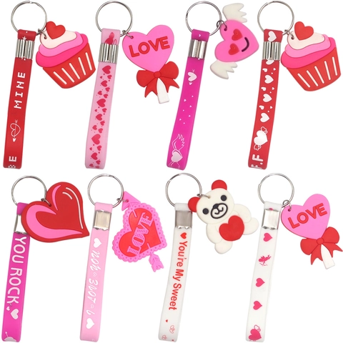 Portachiavi A Cuore Di San Valentino Ciondolo In Silicone E Gomma Morbida Con Anello In Metallo Regalo Romantico Per Coppie Orso