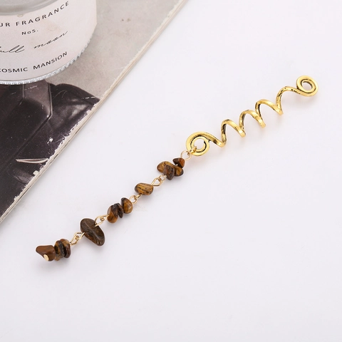 Spiral-Haarschmuck Aus Legierung Mit Naturstein-Anhängern Böhmische Dreadlock-Clips Für Frauen Vintage-Haarschmuck