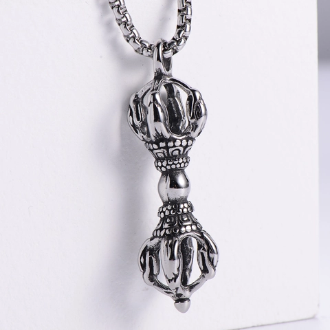 Collar Colgante Vajra Acero Inoxidable 316 Retro Punk Vintage Joyería Religiosa Para Hombres Acabado Antiguo