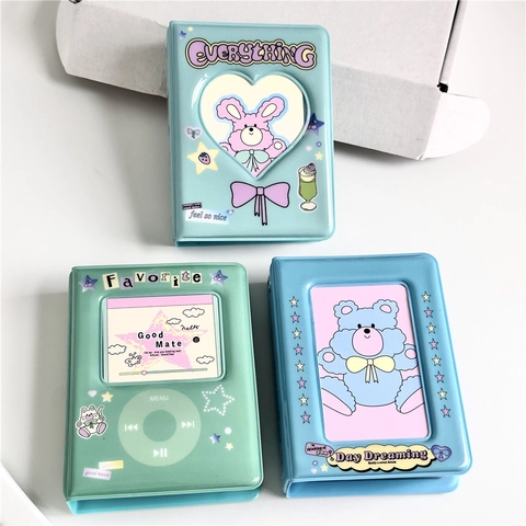 Mini Fotoalbum PVC Cartoon Süßer Hase Bär Herz Hohl Fotokarten Aufbewahrungsbuch Für Idol Fans Tragbare Sammlung