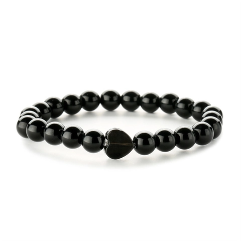 Natural Stone Beaded Bracelet With Heart Shaped Tiger Eye Agate Malachite Beaded Bracelet For Men Women Unisex Jewelry Gift