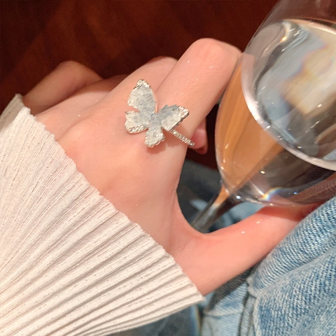 Anello A Farfalla Regolabile In Lega Con Cristallo Artificiale Colorato Strass Gioielli Eleganti Per Donna