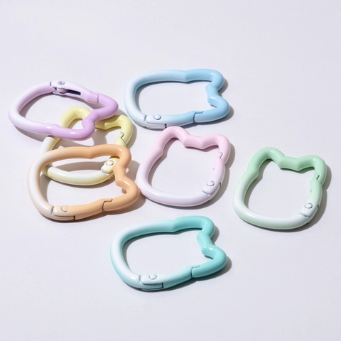 Ganchos De Resorte De Aleación Con Forma De Cabeza De Gato Pintado En Degradado Hallazgos De Joyería DIY Llaveros