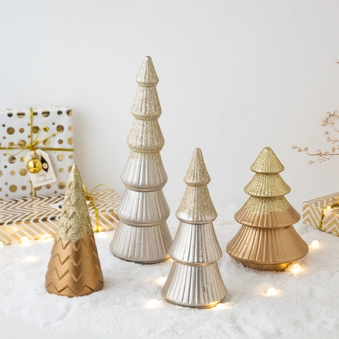 Mini Weihnachtsbaum Desktop Ornament Glitzer Metallische Textur Feiertag Dekoration Modern Nordisch Stil Holzpulver