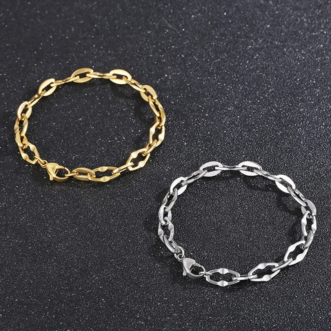 Collar De Cadena De Eslabones De Labios De Acero Inoxidable Joyería Minimalista Grano De Café Para Mujer