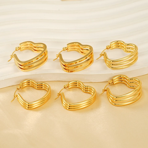 Minimalistische Edelstahl Herz Ohrringe Für Damen 18K Vergoldet Geometrische U-Form Ohrringe Schmuck Geschenk