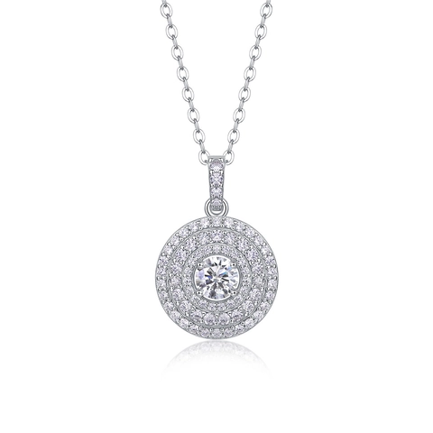 Lussuosa Collana Con Ciondolo in Moissanite in Argento Sterling 925 Tonda Halo Intarsiato Pavé Gioielli di Moda Donna Regalo Matrimonio