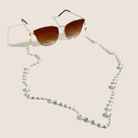 Catenella Occhiali Künstliche Perle Cordino Mascherina Multifunzionale Lega Rame Künstliche Perle Finte Bianche Retrò Elegante Donna