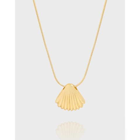 Collana Con Pendente a Conchiglia in Argento Sterling 925 Per Donna Placcata Oro 18K Catena a Spiga Gioielli Eleganti