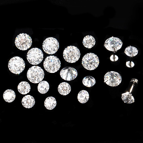 Fonkelende Ronde Cubic Zirconia Knopoorbellen Met Titanium Roestvrijstalen Schroefsluiting Minimalistische Sieraden