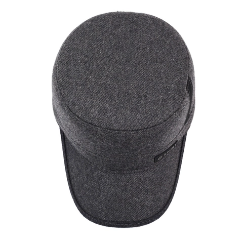 Casquette Cadet Hiver Homme Mélange Laine Chapeau Plat Avec Cache-oreilles Doublure Polaire Chaude Extérieur Réglable