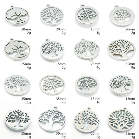 Dijes De Árbol De La Vida Huecos Acero Inoxidable Redondo Metal Accesorios Para Creación Joyería DIY Moda