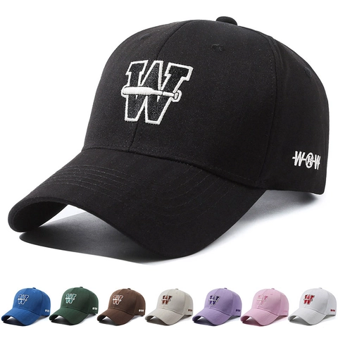 Casquette De Baseball En Coton Avec Broderie Lettre W Ajustable Protection Solaire Extérieur Sport Chapeau Pour Hommes Femmes