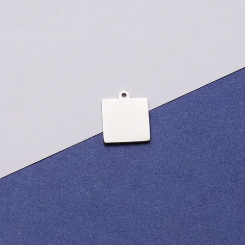 Colgante Cuadrado En Blanco Acero Inoxidable 304 Pulido Espejo Etiqueta Metal Plana Para Creación Joyería DIY