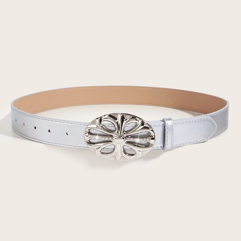 Cintura Da Donna In Pelle PU Con Fibbia In Lega A Fiori Cavi Con Strass Moda Retro Vintage Stile