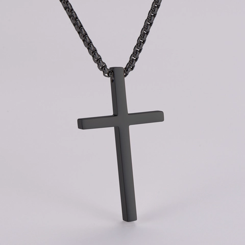 Collier Pendentif Croix Acier 304 Bijoux Religieux Minimalistes Accessoire Gothique Ou Punk Personnalisé Pour Hommes