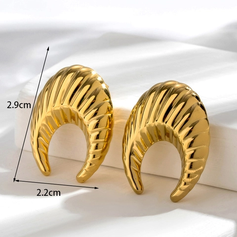 Boucles d'Oreilles Créoles en Acier Titane Filetées en Forme de C pour Femmes Mode Minimaliste Style Croissant Or Argent