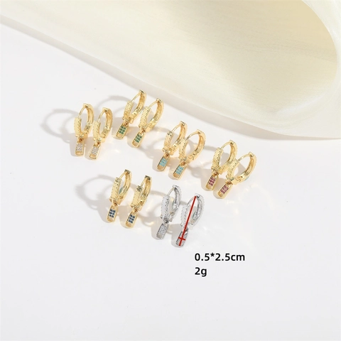 Creative Zipper Puller Hoop Earrings Copper Zirconia Inlaid Unique Geometric Dangle For Women Fashion Jewelry Gift