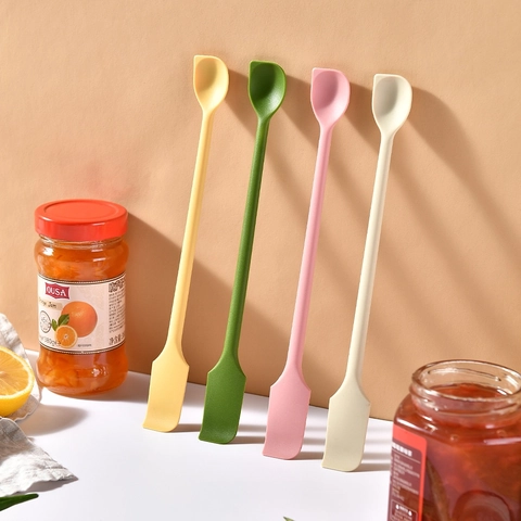Doppelseitiger Silikon Teigschaber Löffel Hitzebeständig Langer Griff Schaber Für Marmeladengläser Backen Kuchendekoration